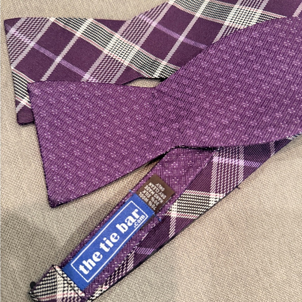 The Tie Bar Violet Checkered Bow Tie